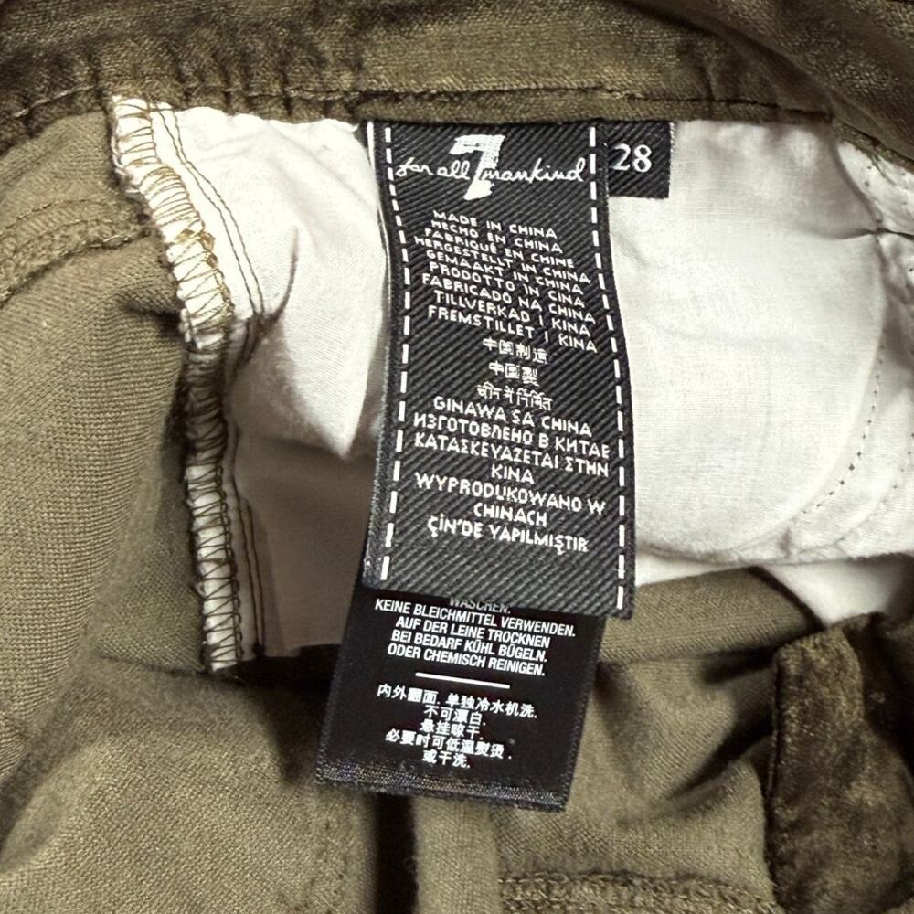7 For All Mankind High Waist Velvet Ankle Skinny Button Fly Jeans Olive Green 28 - Picture 5 of 11